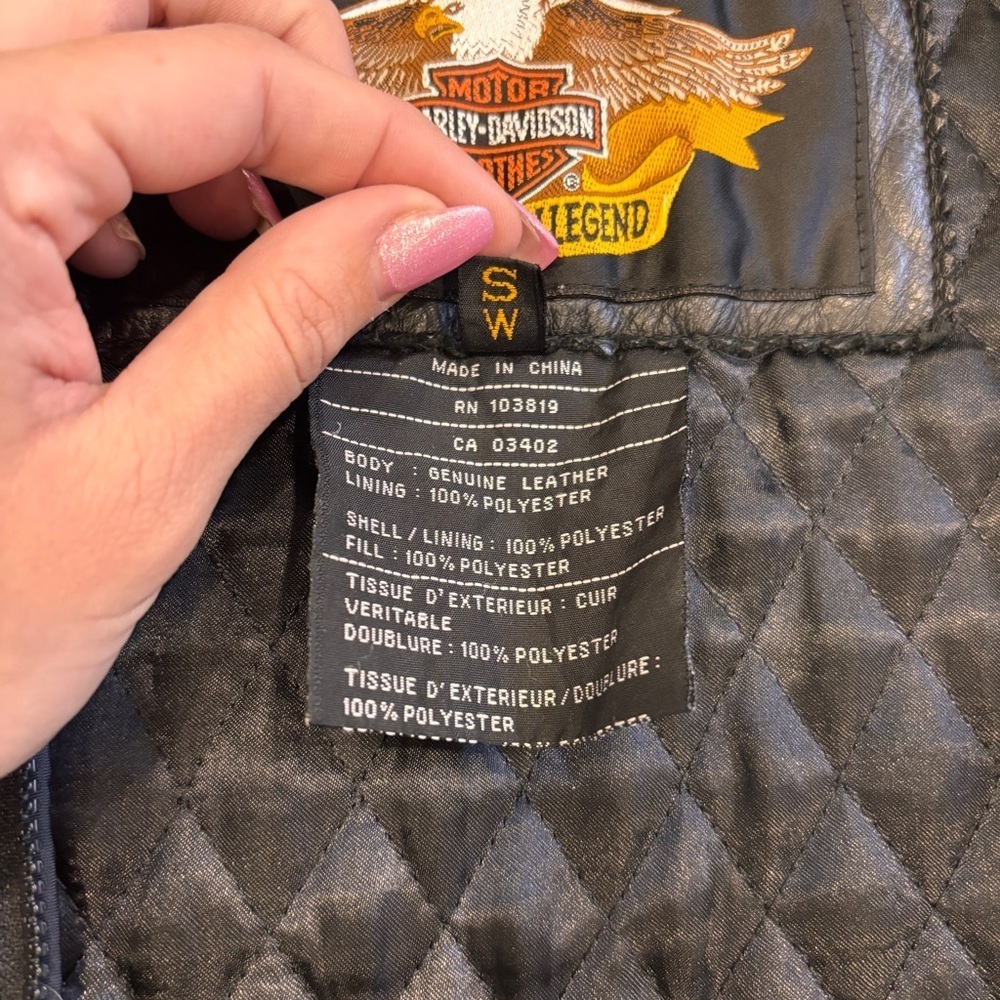 Harley Davidson An American Legend Men's Black Removable Vest Liner Quilted S - Picture 3 of 7